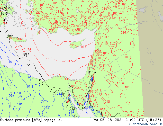 pression de l'air Arpege-eu mer 08.05.2024 21 UTC