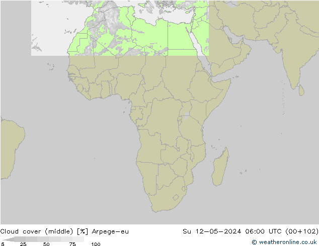 oblačnosti uprostřed Arpege-eu Ne 12.05.2024 06 UTC