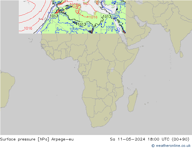 приземное давление Arpege-eu сб 11.05.2024 18 UTC