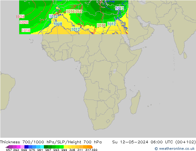 Dikte700-1000 hPa Arpege-eu zo 12.05.2024 06 UTC