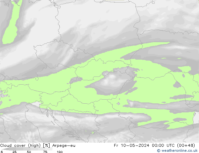 vysoký oblak Arpege-eu Pá 10.05.2024 00 UTC