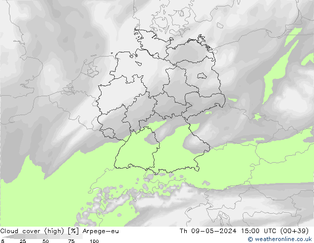 Bewolking (Hoog) Arpege-eu do 09.05.2024 15 UTC