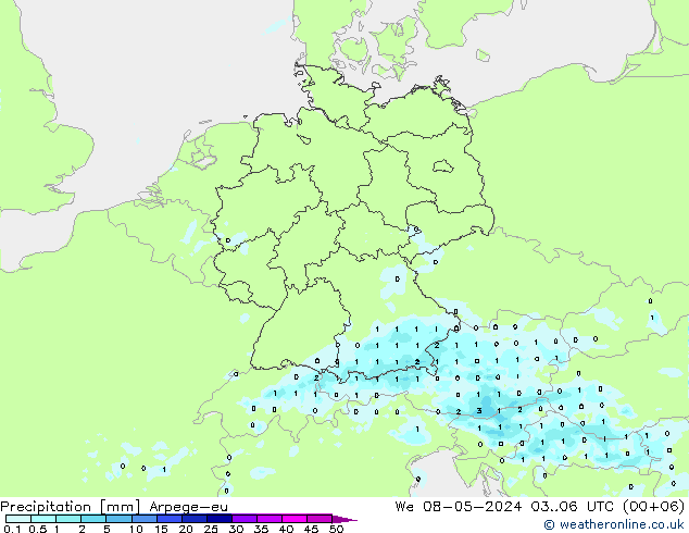 降水 Arpege-eu 星期三 08.05.2024 06 UTC