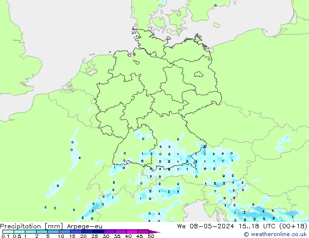 Precipitation Arpege-eu We 08.05.2024 18 UTC