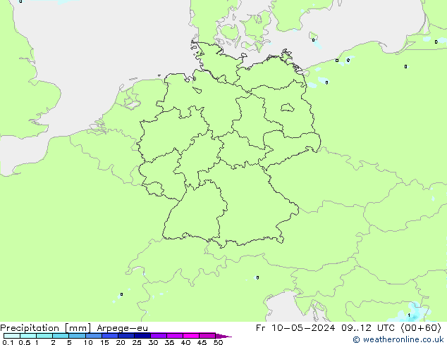 Precipitación Arpege-eu vie 10.05.2024 12 UTC