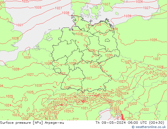 pressão do solo Arpege-eu Qui 09.05.2024 06 UTC
