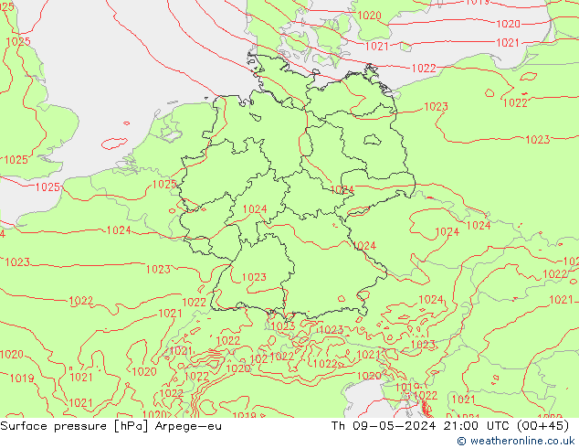 ciśnienie Arpege-eu czw. 09.05.2024 21 UTC