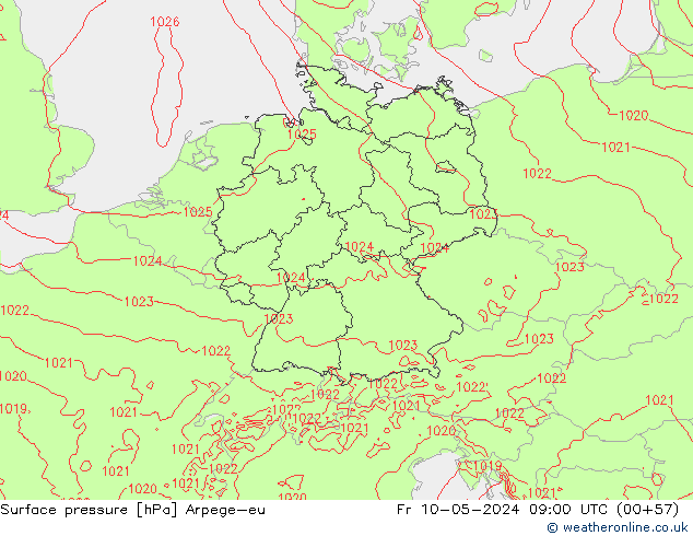 Surface pressure Arpege-eu Fr 10.05.2024 09 UTC