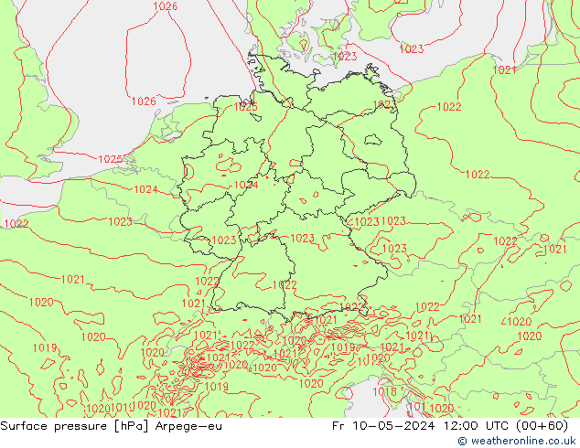 Surface pressure Arpege-eu Fr 10.05.2024 12 UTC