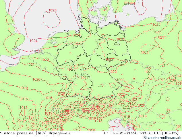 Yer basıncı Arpege-eu Cu 10.05.2024 18 UTC