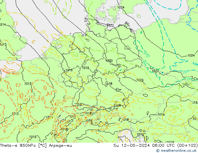 Theta-e 850hPa Arpege-eu Paz 12.05.2024 06 UTC