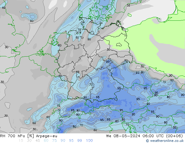 RV 700 hPa Arpege-eu wo 08.05.2024 06 UTC