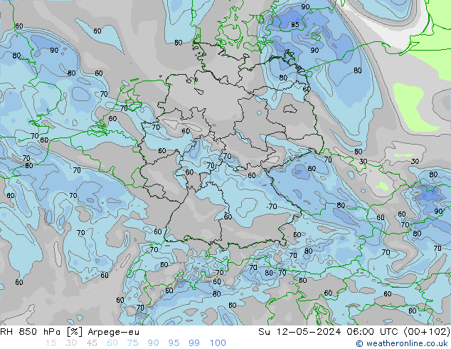 850 hPa Nispi Nem Arpege-eu Paz 12.05.2024 06 UTC