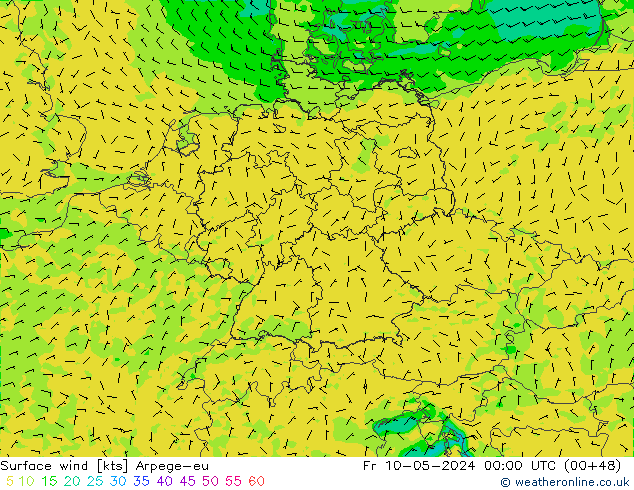 Surface wind Arpege-eu Fr 10.05.2024 00 UTC