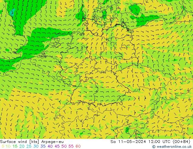 Wind 10 m Arpege-eu za 11.05.2024 12 UTC