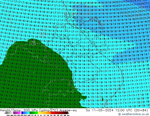 Hoogte/Temp. 500 hPa Arpege-eu za 11.05.2024 12 UTC