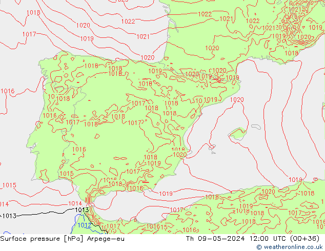 Luchtdruk (Grond) Arpege-eu do 09.05.2024 12 UTC