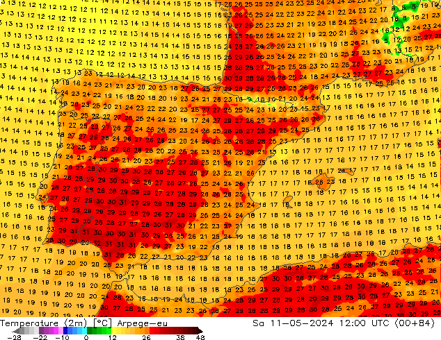 Temperature (2m) Arpege-eu Sa 11.05.2024 12 UTC