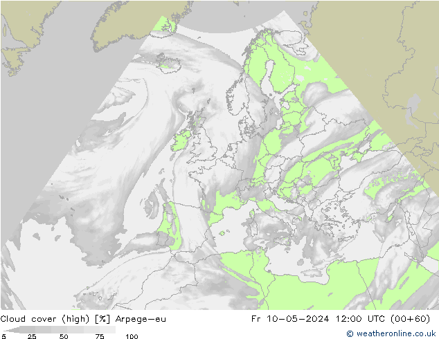 Nuages (élevé) Arpege-eu ven 10.05.2024 12 UTC