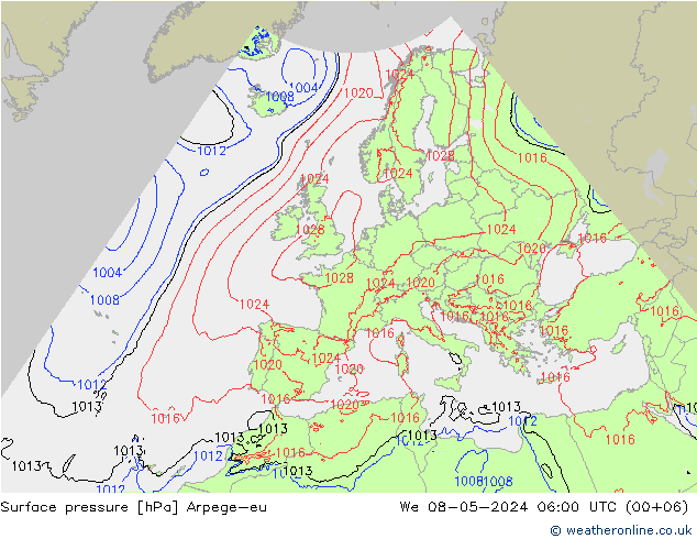 приземное давление Arpege-eu ср 08.05.2024 06 UTC