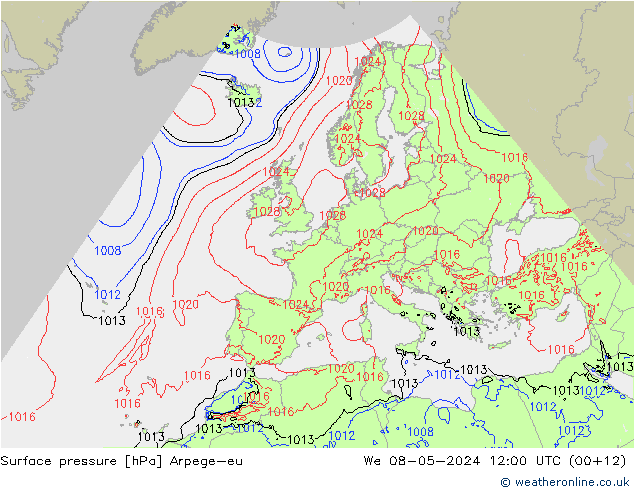 Surface pressure Arpege-eu We 08.05.2024 12 UTC