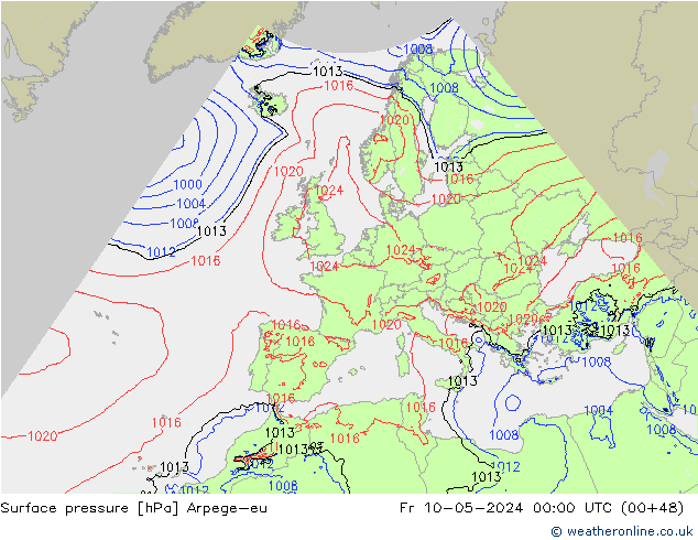 приземное давление Arpege-eu пт 10.05.2024 00 UTC