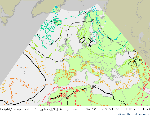 Height/Temp. 850 hPa Arpege-eu  12.05.2024 06 UTC