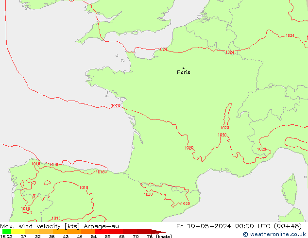 Windböen Arpege-eu Fr 10.05.2024 00 UTC