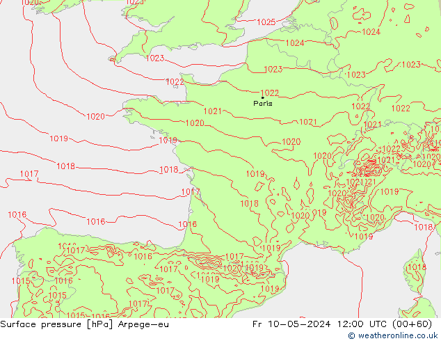 pression de l'air Arpege-eu ven 10.05.2024 12 UTC