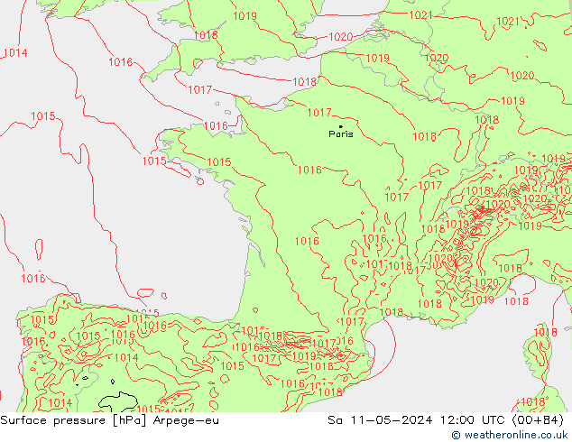 Surface pressure Arpege-eu Sa 11.05.2024 12 UTC