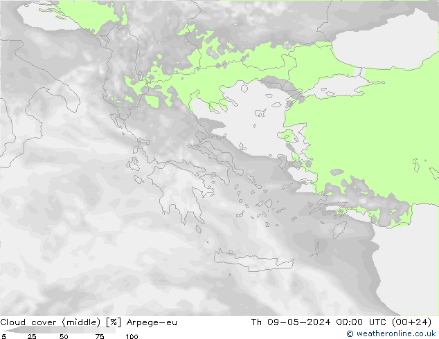 Nubes medias Arpege-eu jue 09.05.2024 00 UTC