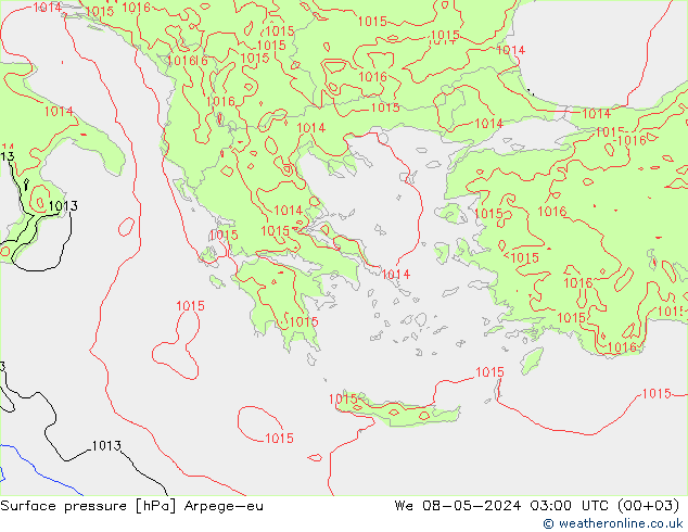 Atmosférický tlak Arpege-eu St 08.05.2024 03 UTC