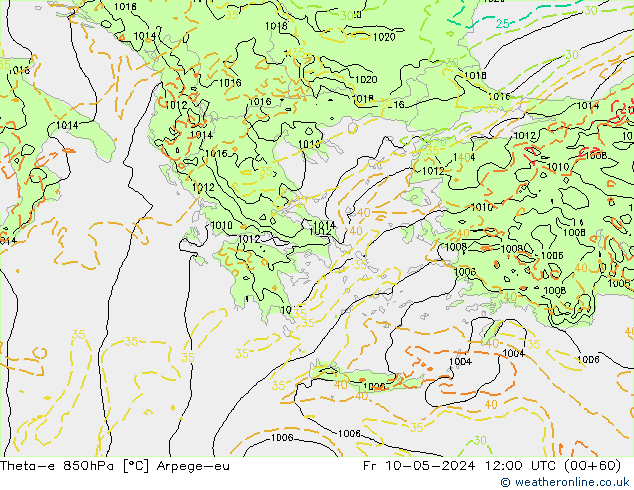 Theta-e 850hPa Arpege-eu Fr 10.05.2024 12 UTC