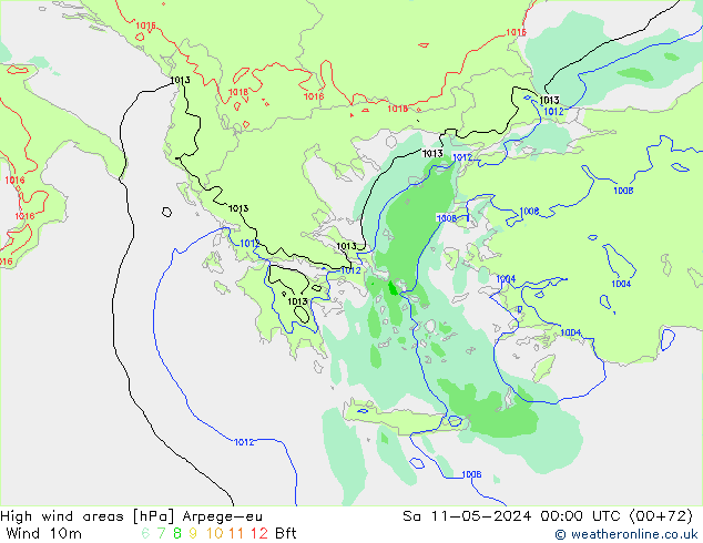 High wind areas Arpege-eu So 11.05.2024 00 UTC