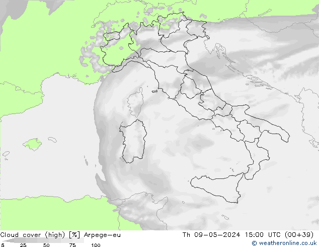 nuvens (high) Arpege-eu Qui 09.05.2024 15 UTC