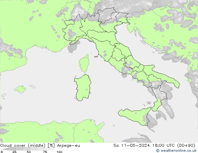 облака (средний) Arpege-eu сб 11.05.2024 18 UTC
