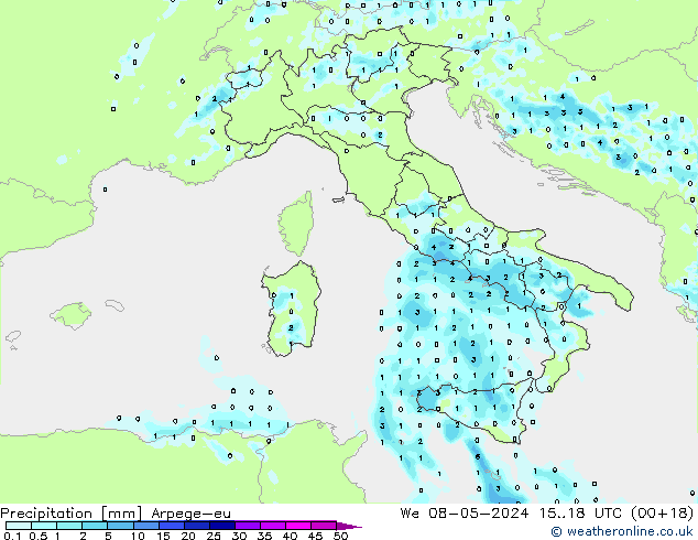 Precipitation Arpege-eu We 08.05.2024 18 UTC