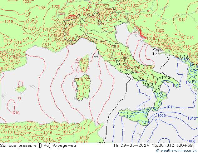 Bodendruck Arpege-eu Do 09.05.2024 15 UTC