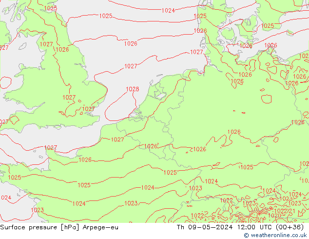 ciśnienie Arpege-eu czw. 09.05.2024 12 UTC