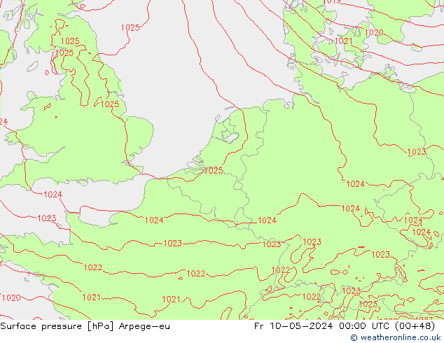 Presión superficial Arpege-eu vie 10.05.2024 00 UTC