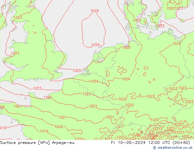 Luchtdruk (Grond) Arpege-eu vr 10.05.2024 12 UTC