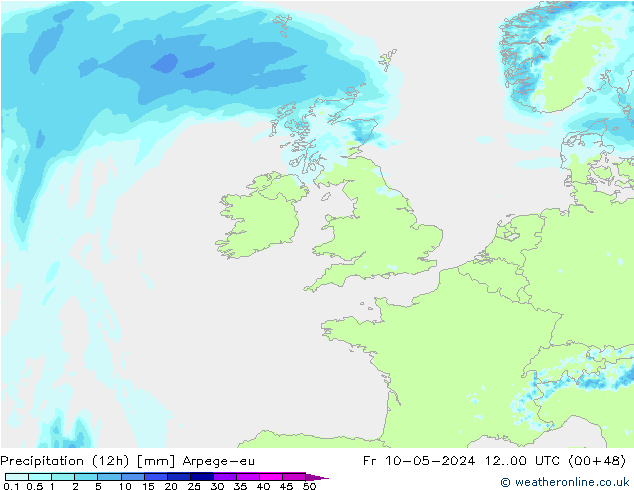 Precipitation (12h) Arpege-eu Fr 10.05.2024 00 UTC