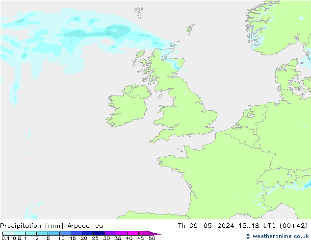Precipitation Arpege-eu Th 09.05.2024 18 UTC