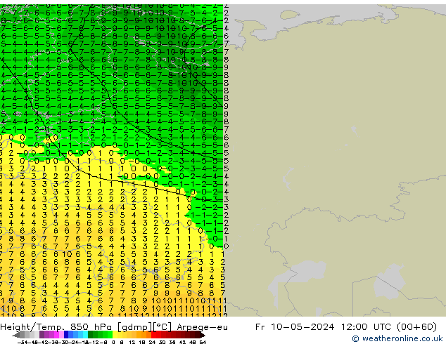 Height/Temp. 850 hPa Arpege-eu Fr 10.05.2024 12 UTC
