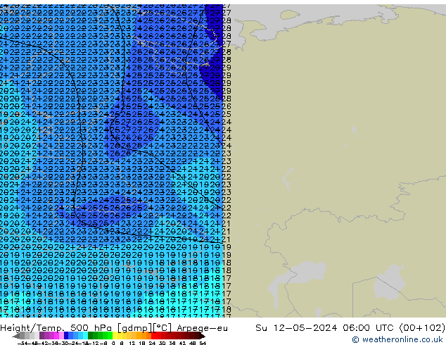 Height/Temp. 500 гПа Arpege-eu Вс 12.05.2024 06 UTC