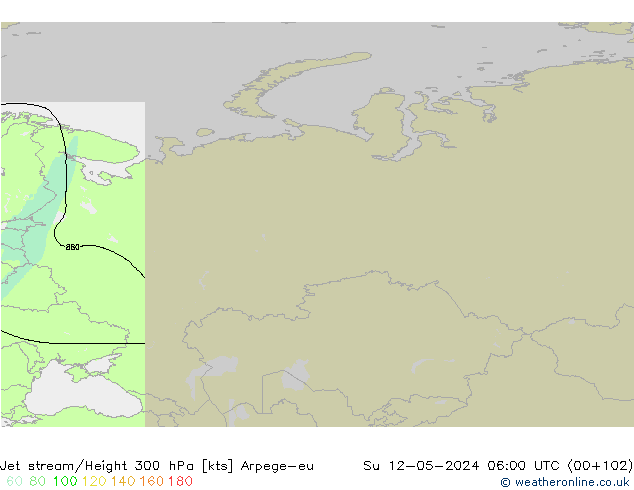 Jet stream/Height 300 hPa Arpege-eu Ne 12.05.2024 06 UTC