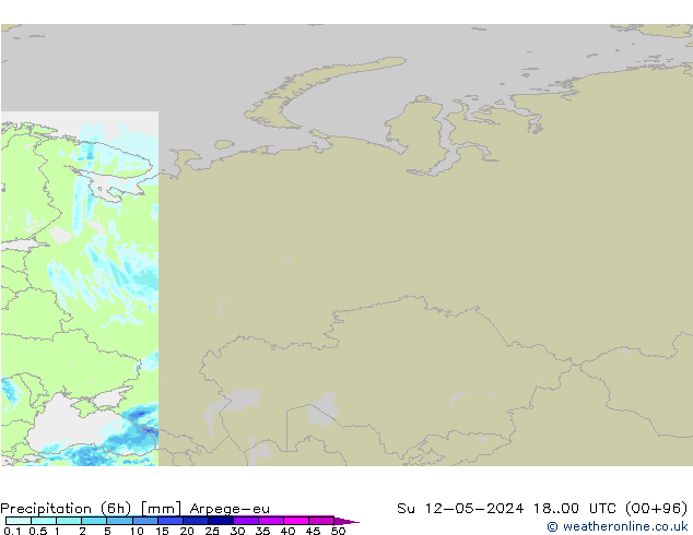Precipitação (6h) Arpege-eu Dom 12.05.2024 00 UTC