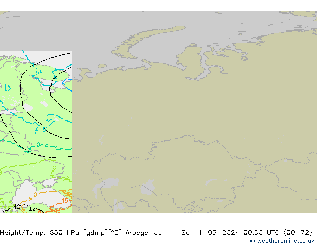 Hoogte/Temp. 850 hPa Arpege-eu za 11.05.2024 00 UTC