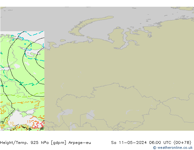 Height/Temp. 925 hPa Arpege-eu Sa 11.05.2024 06 UTC