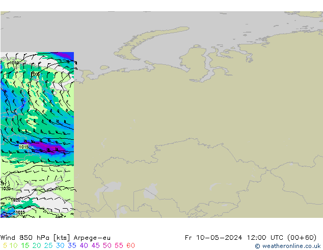 Wind 850 hPa Arpege-eu Fr 10.05.2024 12 UTC